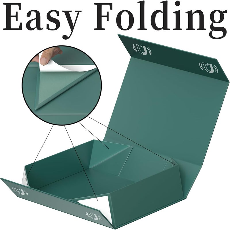 PSHVYM Gift Boxes with Lids, 11.5x7.8x3 In Forest Green Gift Box for Presents Magnetic Closure for T-Shirts, Gloves, Scarves, Books, Baby Clothes, Clothing Gift Wrap, Contains Card, Ribbon (5PACK) - Image 3